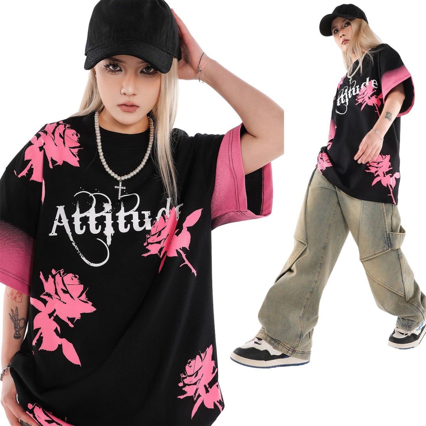 Unisex T-shirts Summer Painting Print Men's Loose Short Sleeve T-Shirt