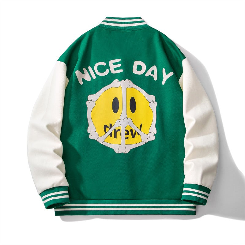Drew house jacket early autumn d@ew smiley bone letter single breasted baseball outwearjacket