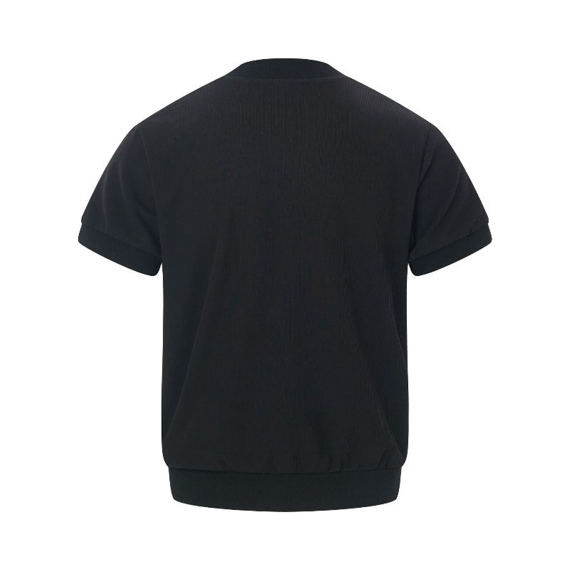 Men's t-shirt: american retro, unisex ribbed knit, stretch solid color, versatile design, men's high street slim fit short sleeve tee