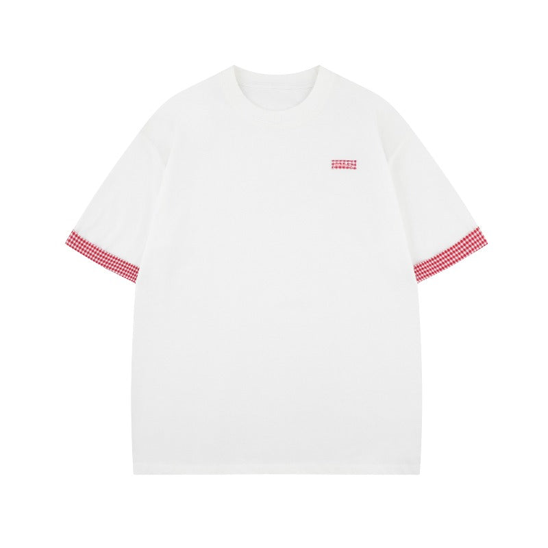 Men's t-shirt: american streetwear summer style - deconstructed, high-end, patchwork, relaxed fit, short-sleeve tee