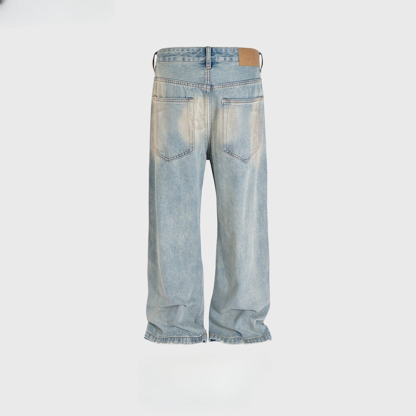 MIJKO Men's Vintage Pants MIJKO Ripped Pants Men's and Women's Graffiti Straight Jeans