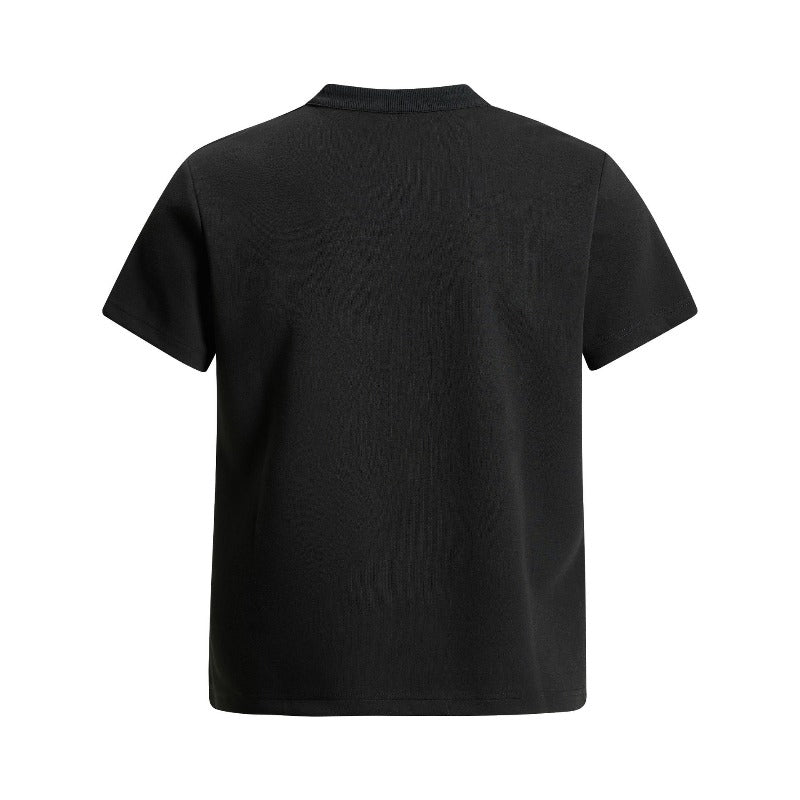 Men's t-shirt - american retro unisex air layer streetwear button design - high street slim fit short sleeve tee
