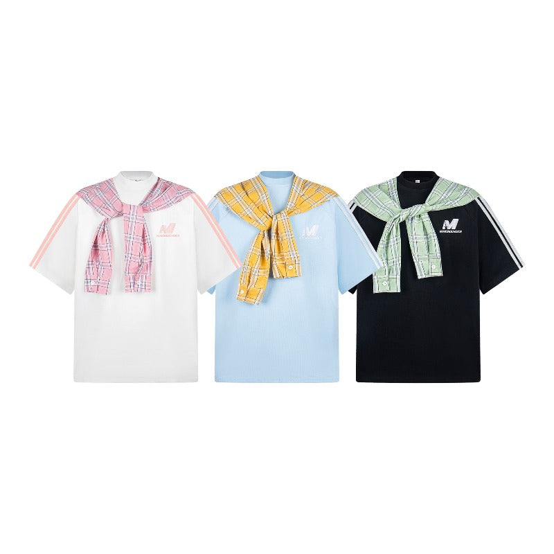 Men t shirt american retroneutral style g double gauze square scarf shawl half sleeve design men's loose short sleeve t-shirt
