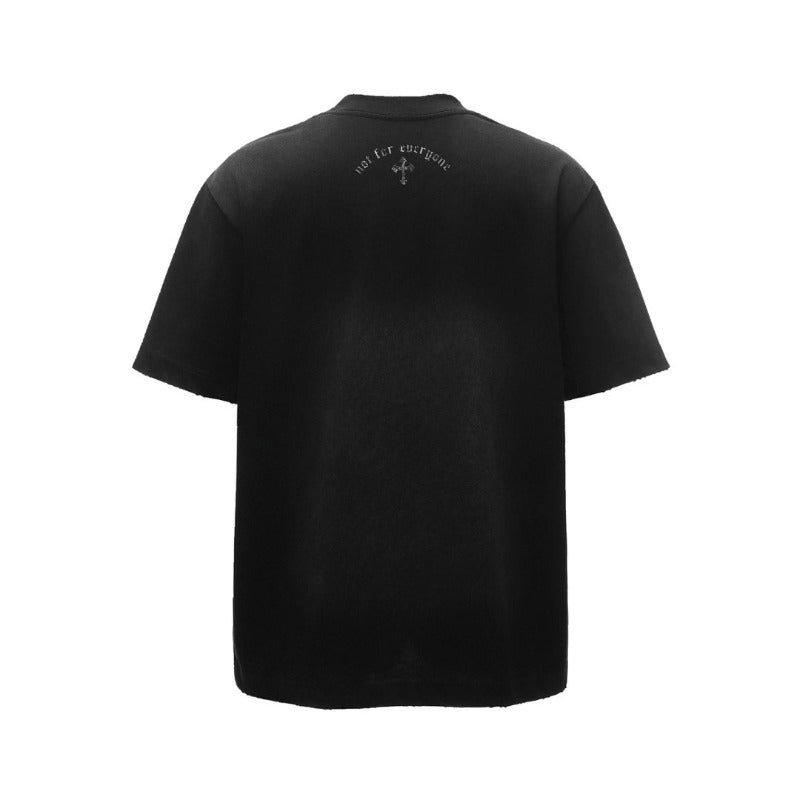 Men's t-shirt - american retro heavyweight double yarn washed & distressed print design - men's high street oversized short sleeve tee