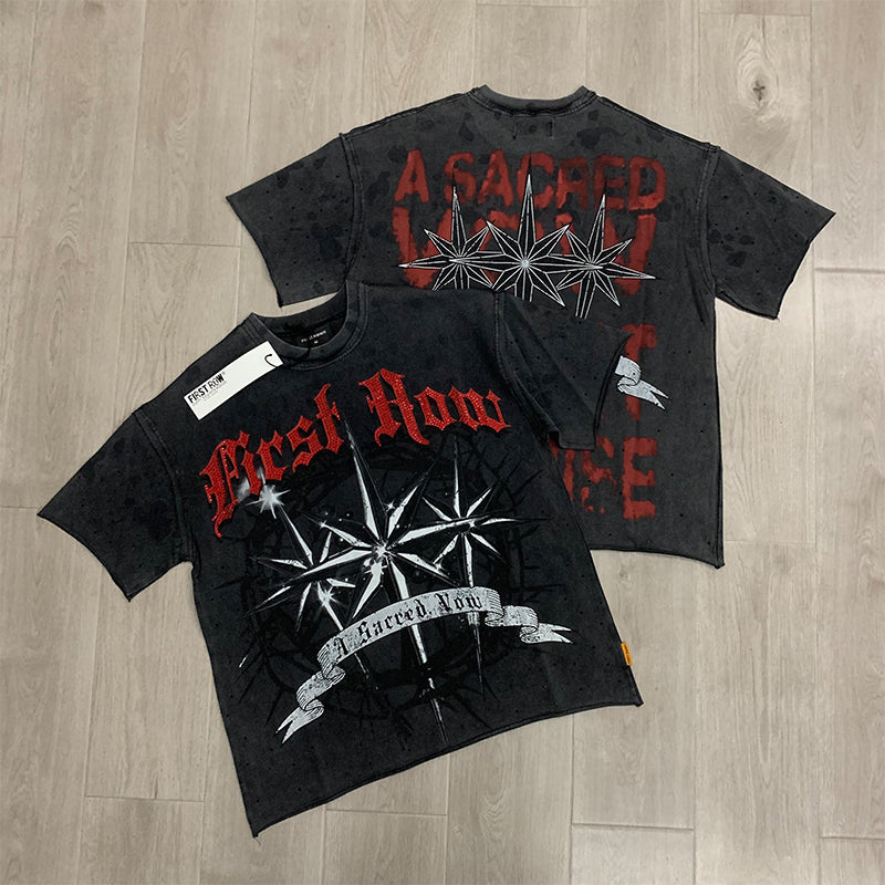 First Row T Shirts A Sacred Vow Thornbush Stars Crop Tee European and American street trendy brand hot diamond fashion