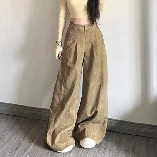 Women's jeans women's high-waisted retro loose trousers