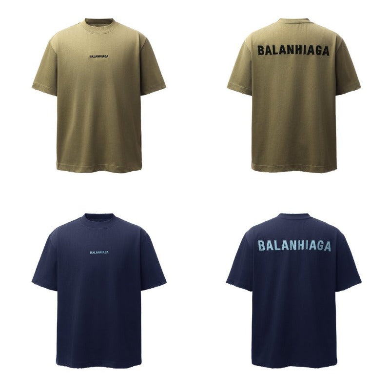 Men's t-shirt - american retro heavyweight double yarn logo embroidery distressed design high street oversized short sleeve tee