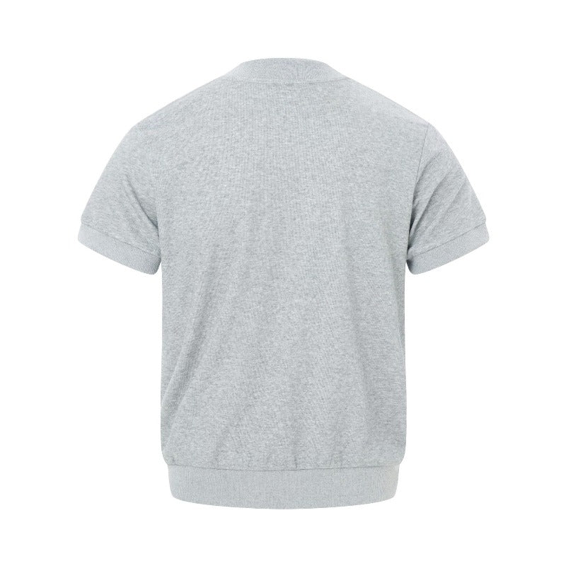 Men's t-shirt: american retro, unisex ribbed knit, stretch solid color, versatile design, men's high street slim fit short sleeve tee