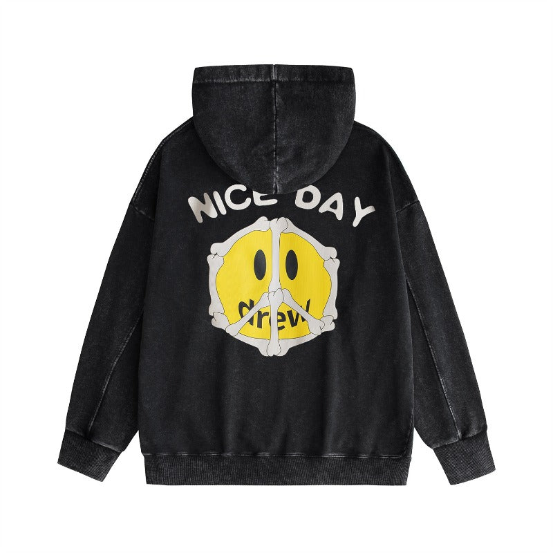 Drew house jacket - autumn/winter d@ew cartoon graphic washed & distressed crewneck pullover sweatshirt