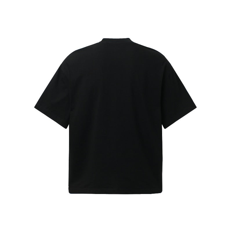 Men's jt american retro couple street style color block cartoon print design short sleeve loose fit crew neck t-shirt