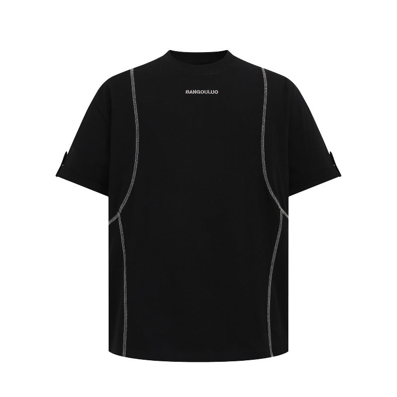 Men's t-shirt: american streetwear summer unisex premium embroidered logo design, relaxed fit short sleeve tee