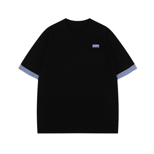 Men's t-shirt: american streetwear summer style - deconstructed, high-end, patchwork, relaxed fit, short-sleeve tee