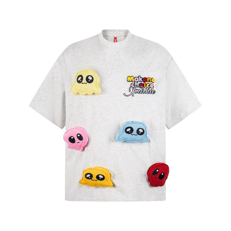 Men's t-shirt - american retro unisex cartoon character crew neck short sleeve design - men's high street loose fit t-shirt