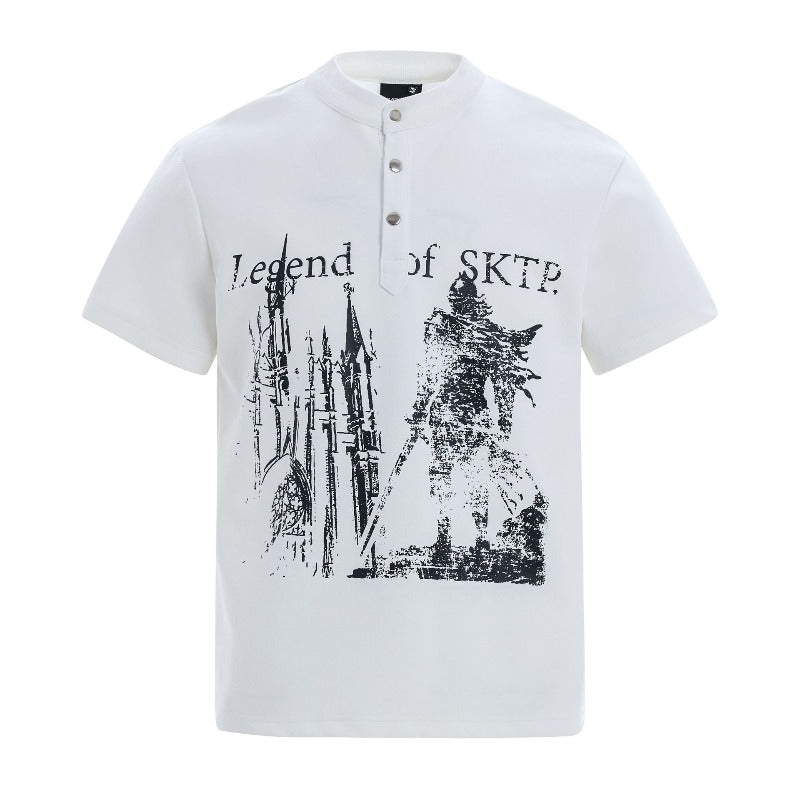 Men's t-shirt - american retro unisex air layer abstract gothic design - men's high street slim fit short sleeve tee