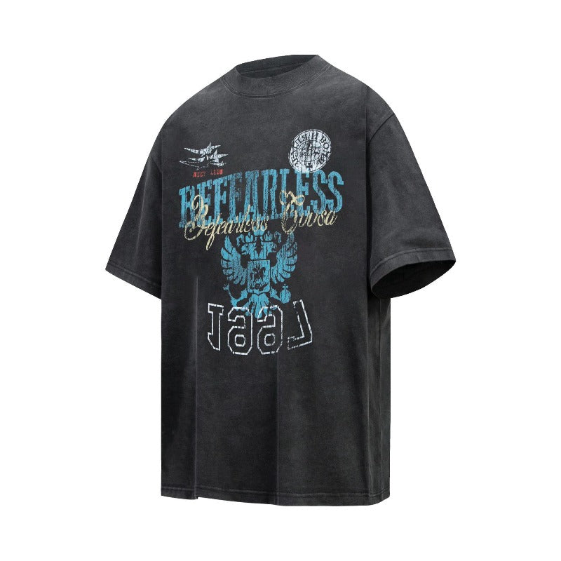 Men's t-shirt - american streetwear vintage lettering distressed design, relaxed fit, premium quality, unisex short sleeve tee