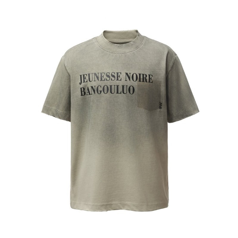 Men's t-shirt - american retro heavyweight double yarn printed graphic tee - distressed design, high street style, relaxed fit short sleeve