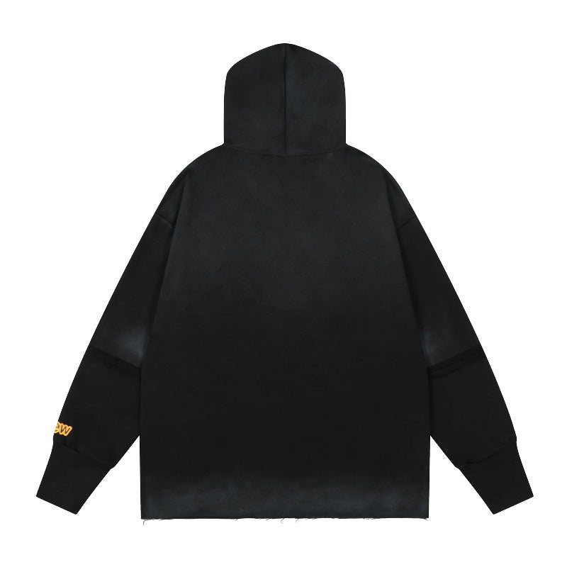 Drew house hoodie - autumn/winter d@ew vintage distressed cracked print smiley face fleece-lined sweatshirt