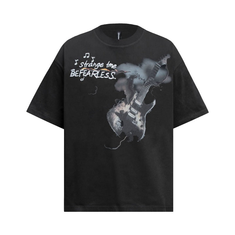 Men's t-shirt - american street style summer couple's d guitar graphic design - premium quality men's loose fit short sleeve tee