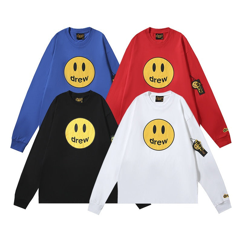 Drew house jacket - early autumn d@ew smiley face letter print crewneck pullover long sleeve top