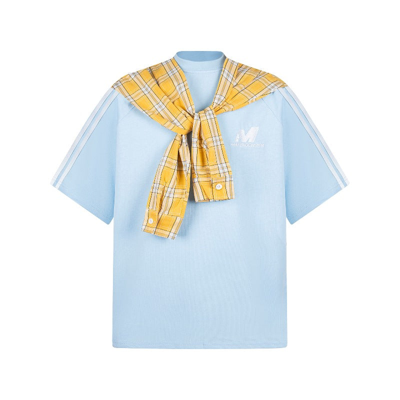Men t shirt american retroneutral style g double gauze square scarf shawl half sleeve design men's loose short sleeve t-shirt