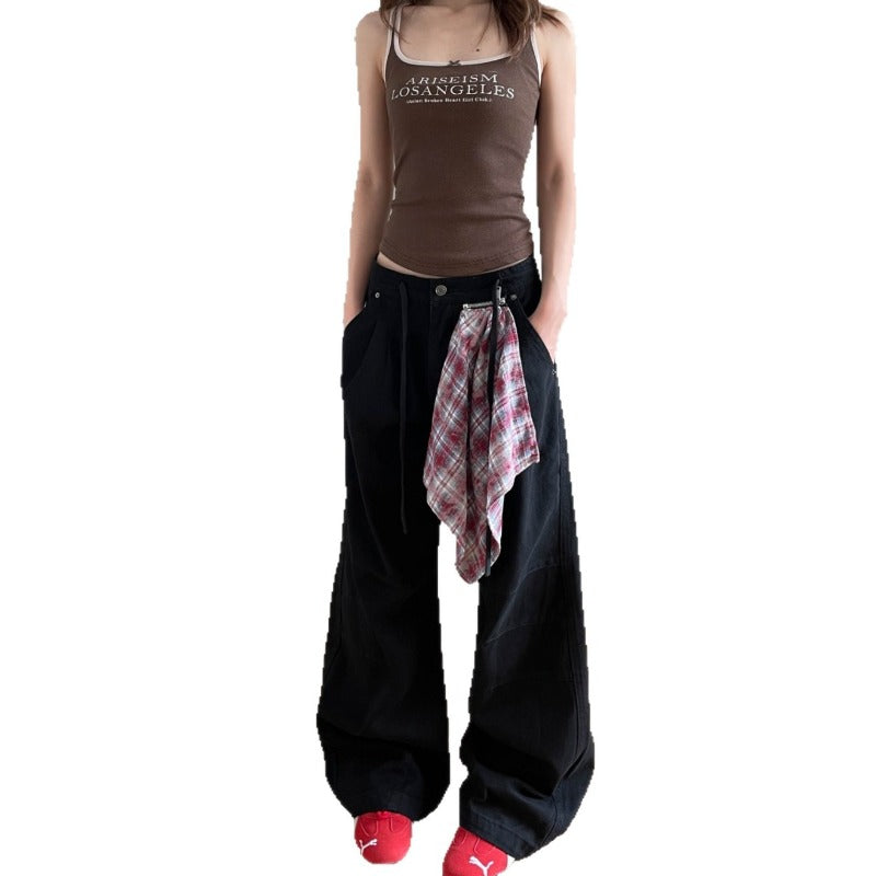 Women jeans hip hop retro wide leg pants