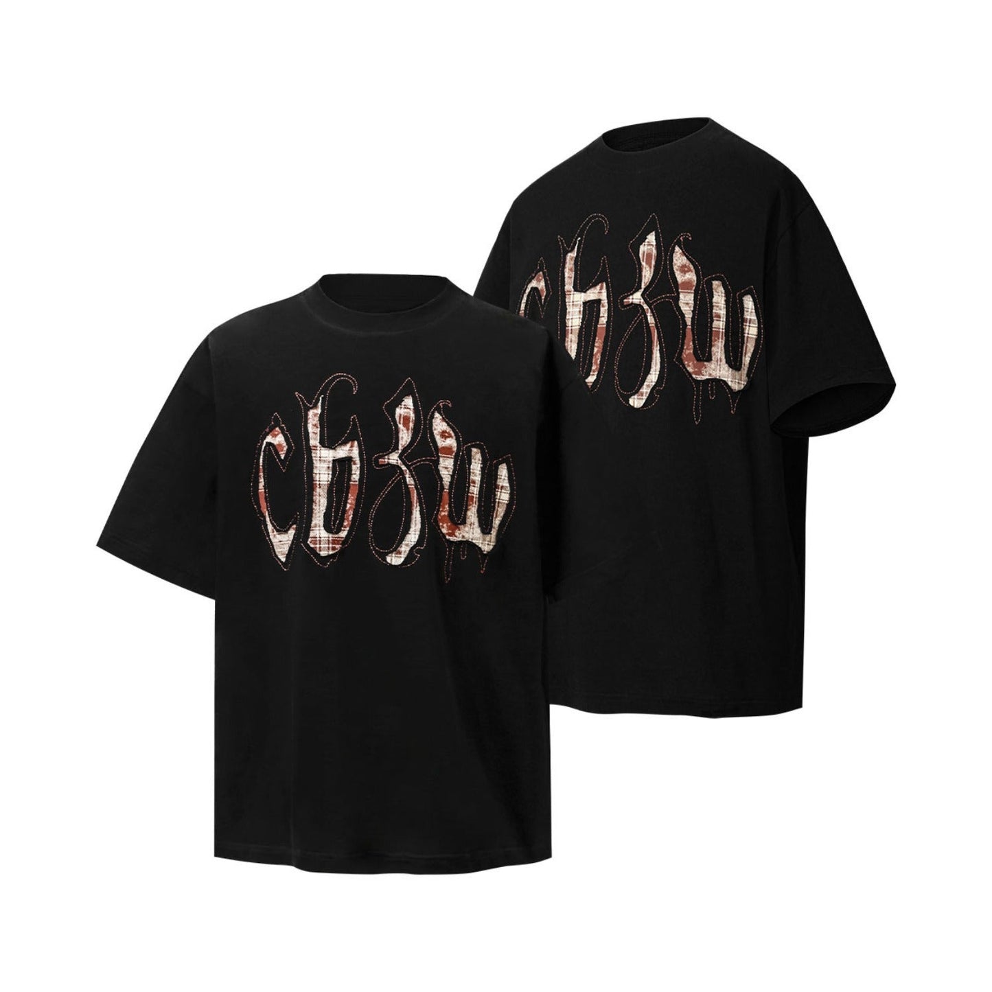 Unisex T-shirts Summer Patch Men's Loose Embroidery Short Sleeve T-Shirt