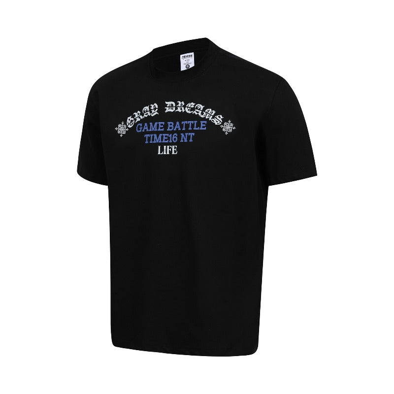 Men's t-shirt - american high street retro couple style streetwear gothic letter design crew neck slim fit short sleeve t-shirt
