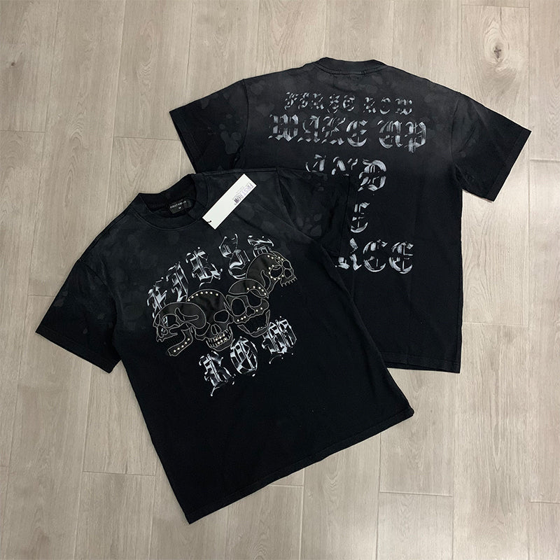First Row T Shirts WAKE UP AND BE FIERCE APPLIQUE TEE High Quality Leather Embroidery Fashion