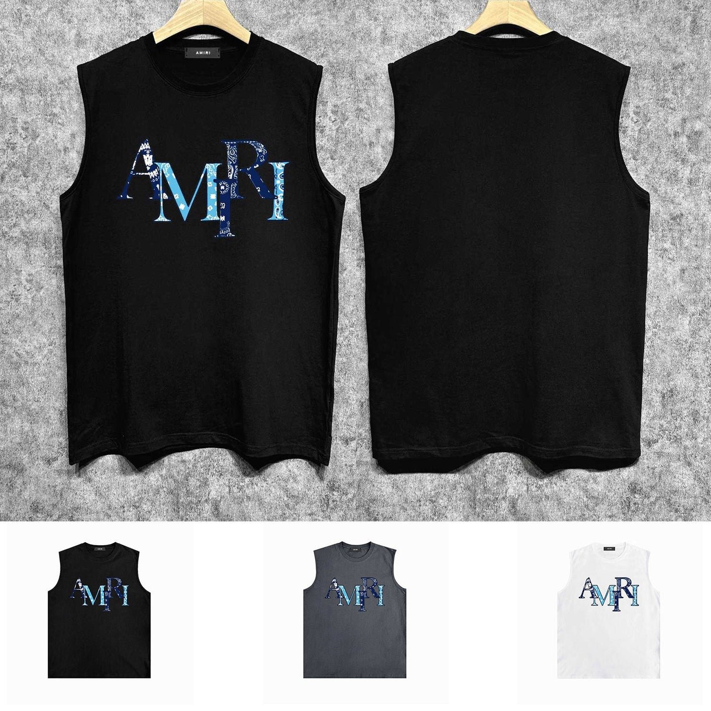 Amiri tank top cashew flower overlapping letterprinting