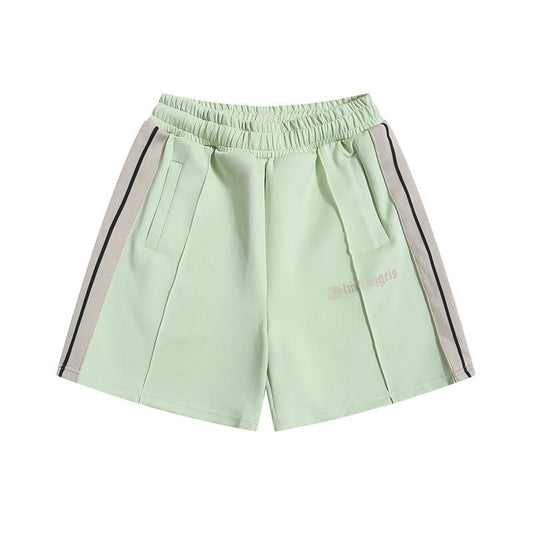Palm Angels Shorts Flocking Alphabet Stripe Color Match Casual Shorts