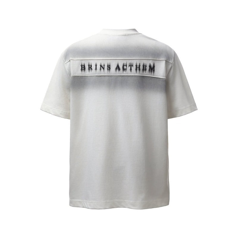 Men's t-shirt: american retro heavyweight double yarn high-quality high-street spray paint beaded design loose fit short sleeve tee