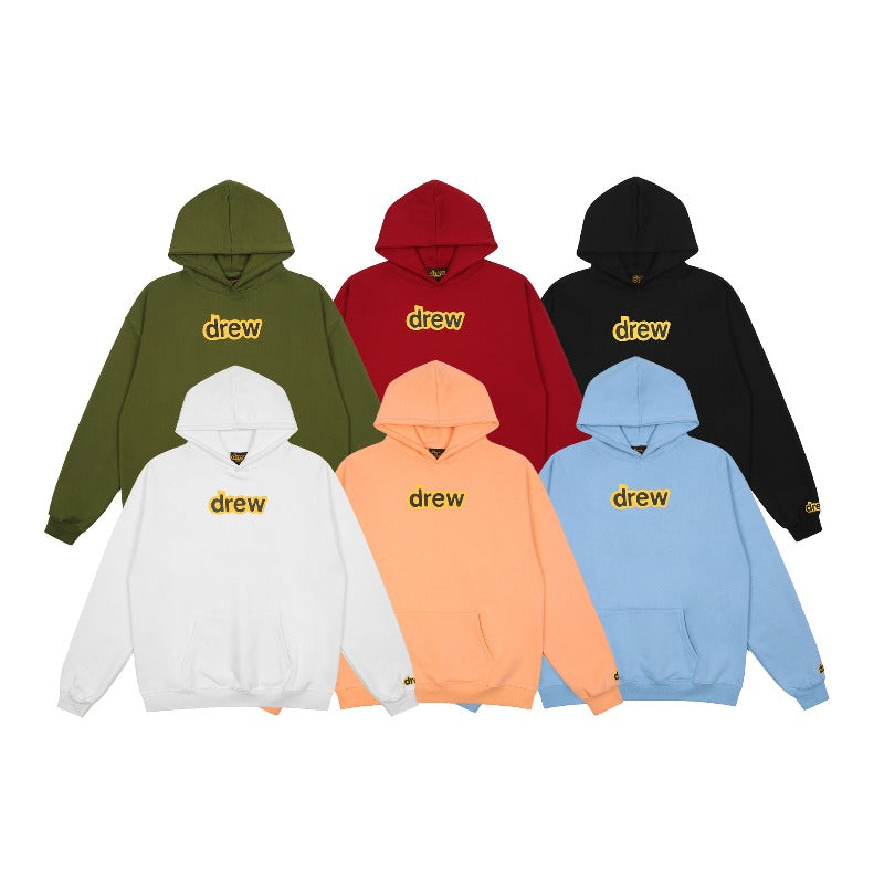 Drew house jacket fall and winter d@ew classic letterprintingfleece-lined hooded sweatshirt