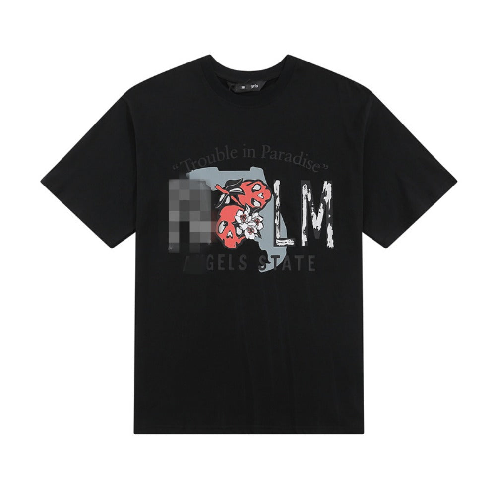 Palm Angels T Shirts Skull Letter Print Short Sleeve T-Shirt