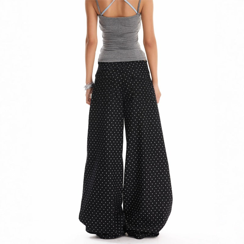 Women jeans drawstring polka dot loose