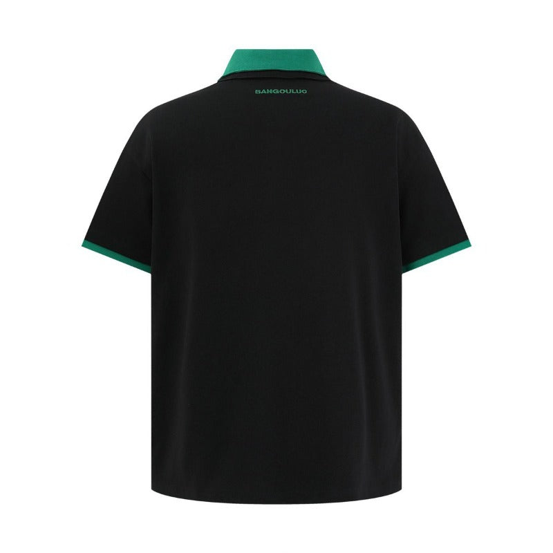 Men's t-shirt: american-style unisex summer streetwear, premium minimalist color block design, relaxed fit, men's turn-down collar short sleeve tee