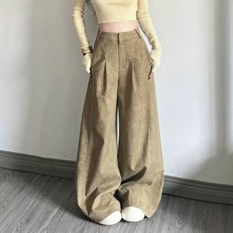 Women's jeans women's high-waisted retro loose trousers