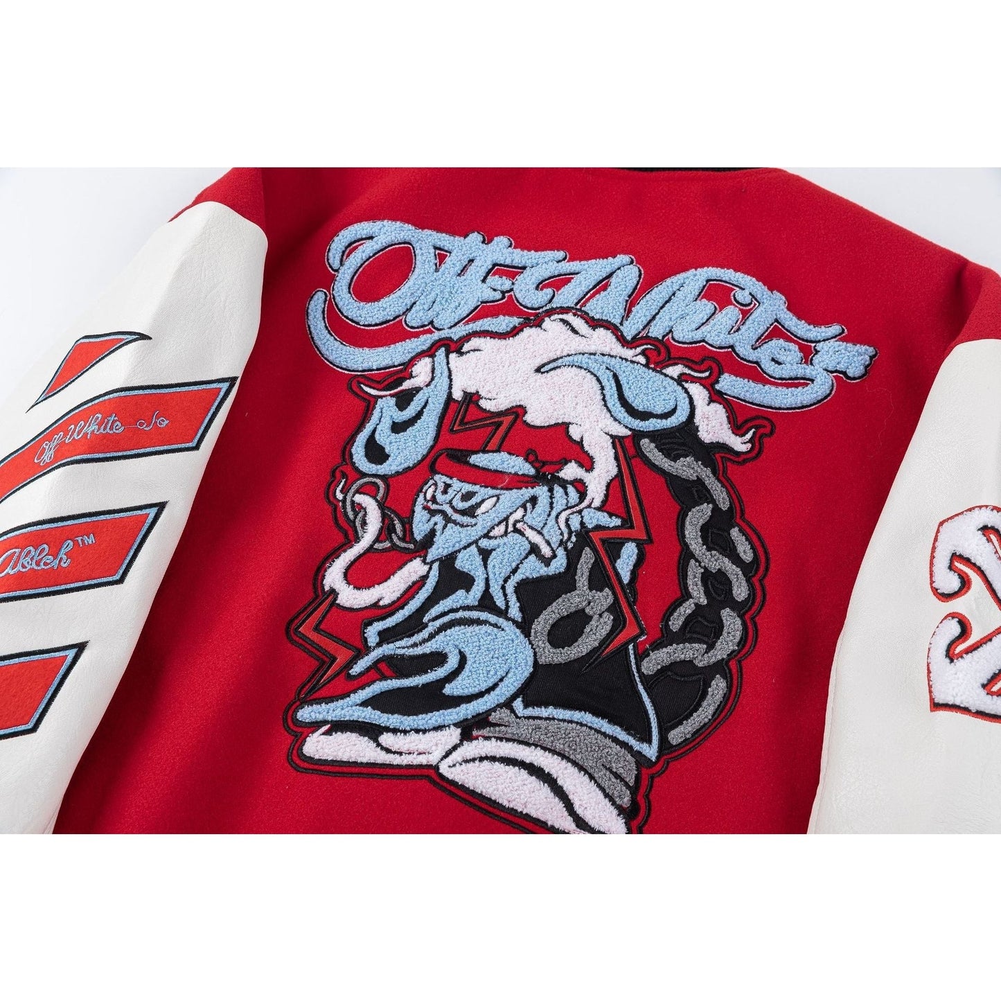 Off White Jacket Spring and Autumn OW Cartoon Scorpion Pattern Baseball Jacket Jacket