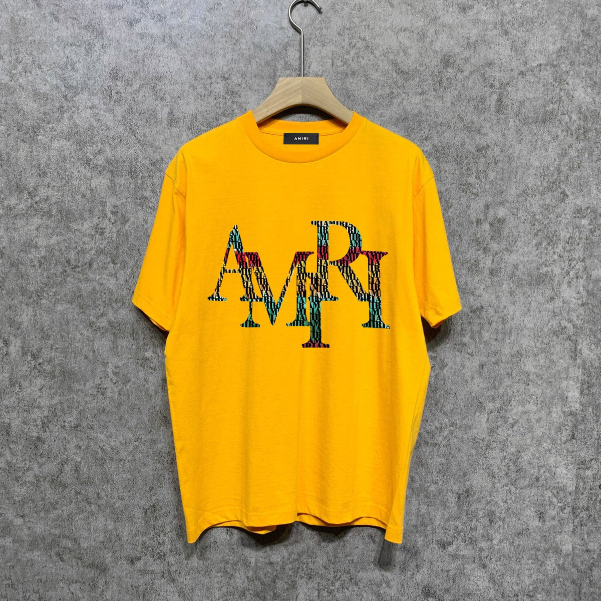 Amiri t shirts rainbow letter printing short sleeve