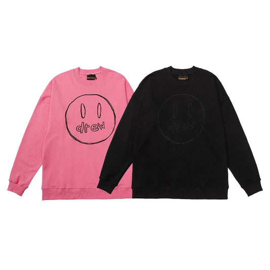 Drew house hoodie autumn winter d@ew sketch smiley face embroider round neck sweatshirt