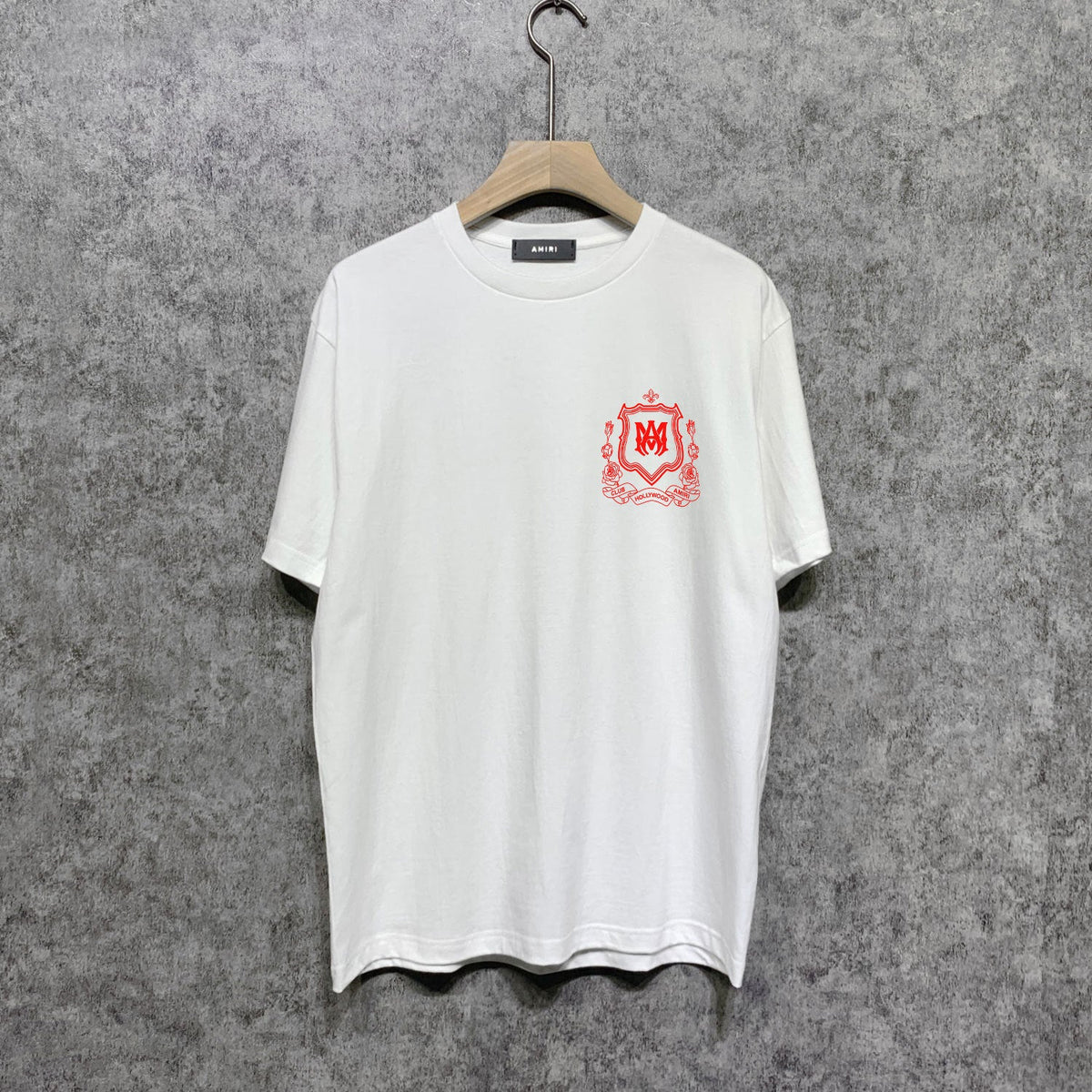 Amiri t shirts flower shield printing short sleeve