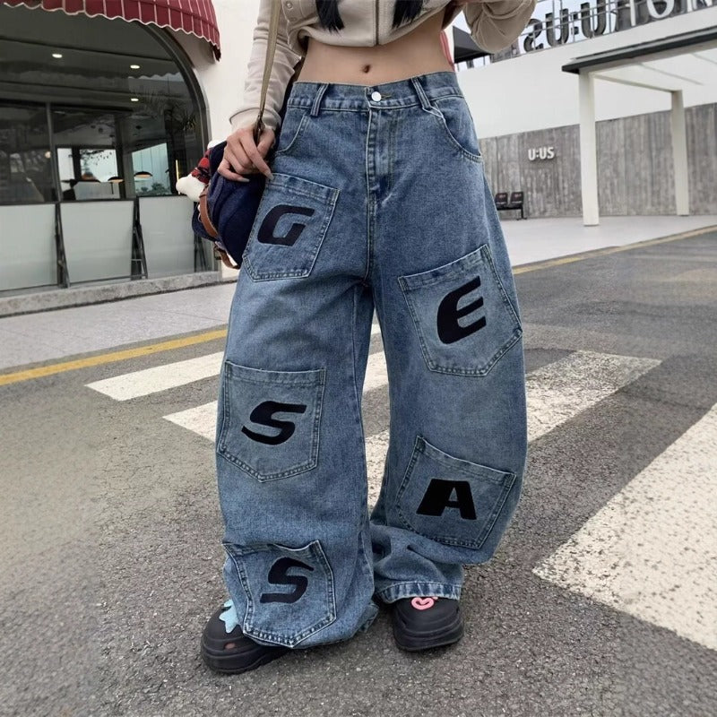 Women's Jeans Retro Women's Loose High Waist Pants