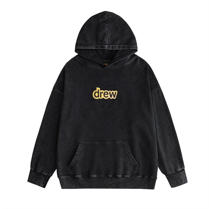 Drew house jacket - autumn/winter d@ew letter graphic washed & distressed crewneck pullover sweatshirt