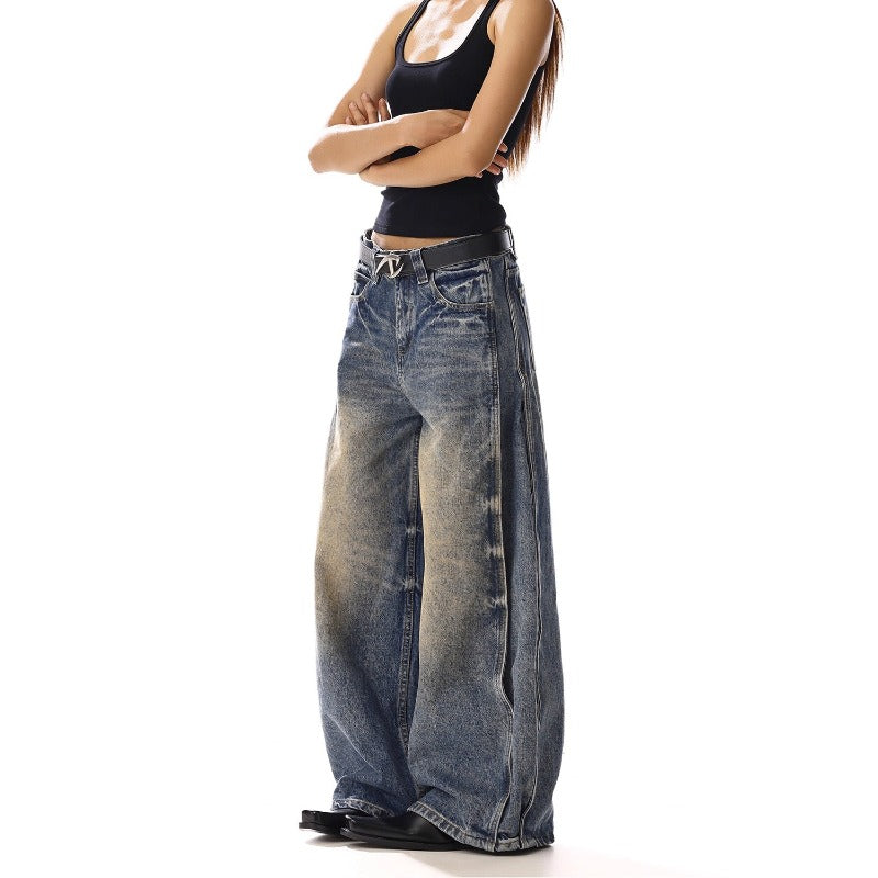 Women jeans women retro high waist loose