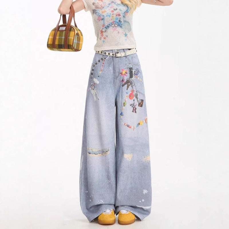 Women jeans summerfloralsprintingretro