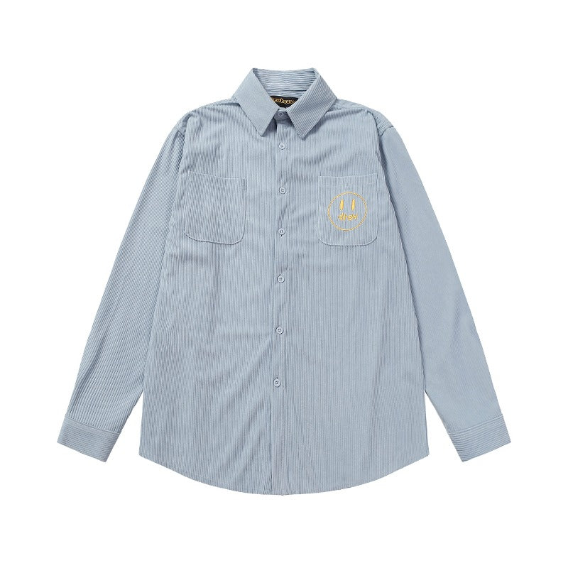 Drew house jacket fall and winter d@ew corduroy core smiley letter pattern long sleevesshirt
