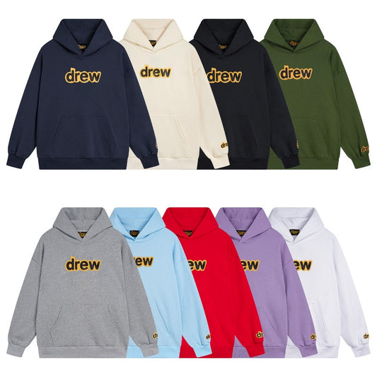 Drew house hoodie fall and winter d@ew classic tape letter terry pullover hooded sweatshirt