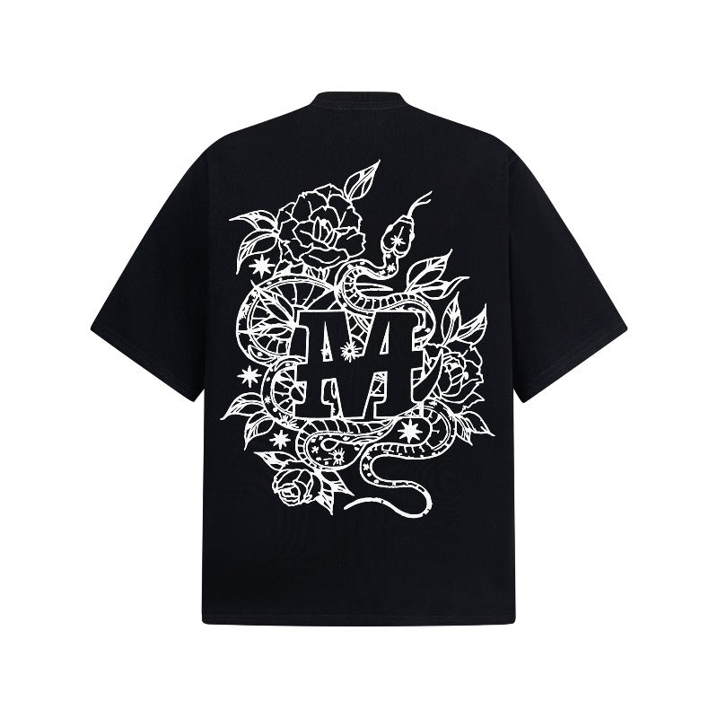 Men's t-shirt: american street style, unisex, vintage creative letter design, men's loose fit, premium heavyweight short sleeve tee