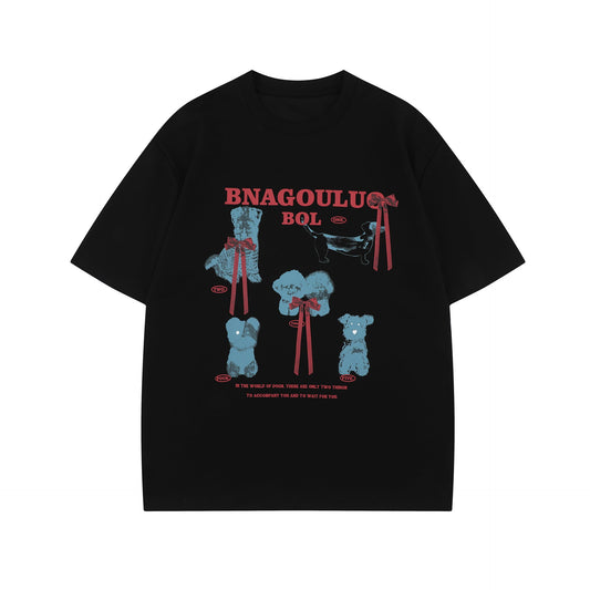 Unisex T-shirts Summer Cartoon Dog Men's Loose Short Sleeve T-Shirt