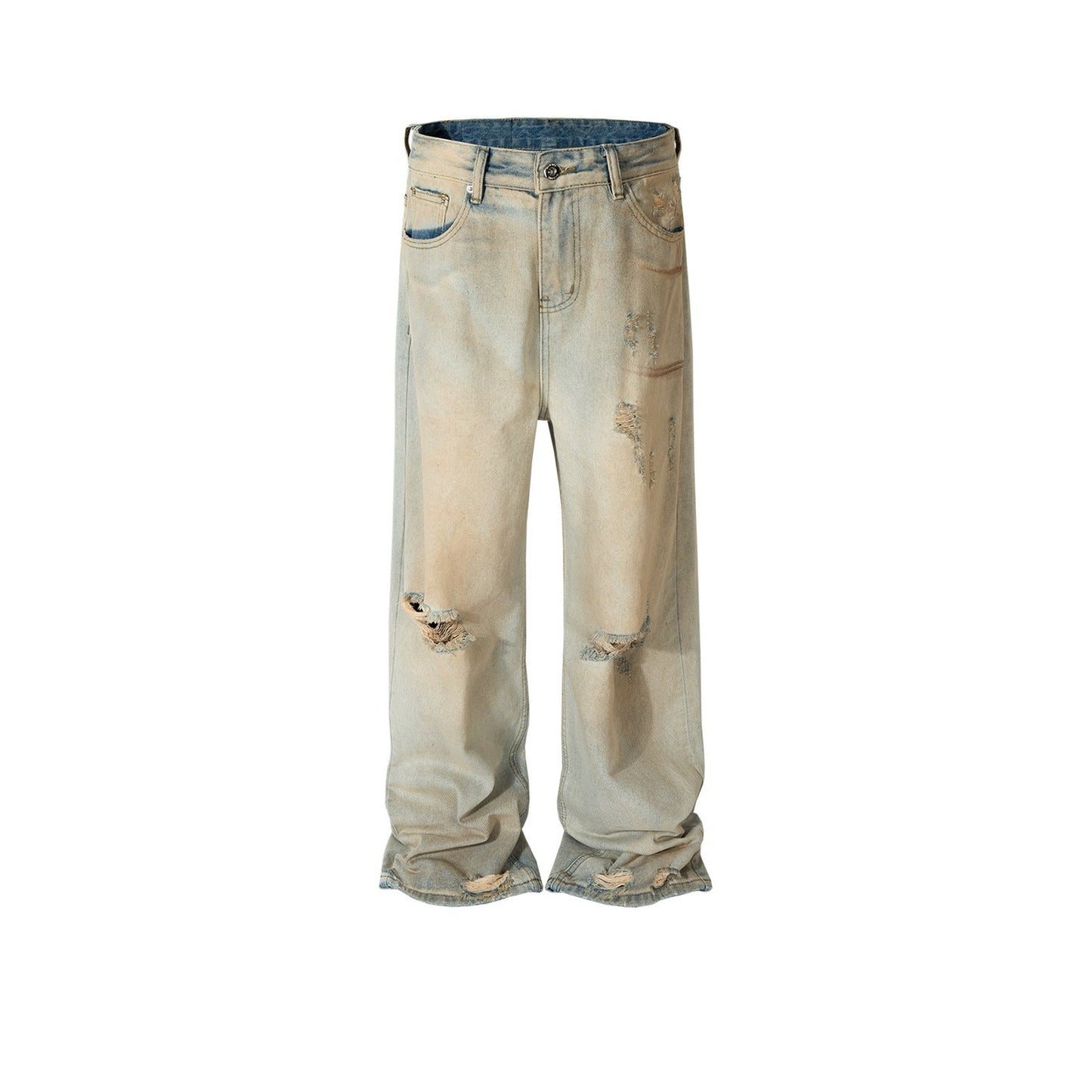 MIJKO Men's Vintage Pants MIJKO Straight Pants Men's and Women's Ripped Jeans