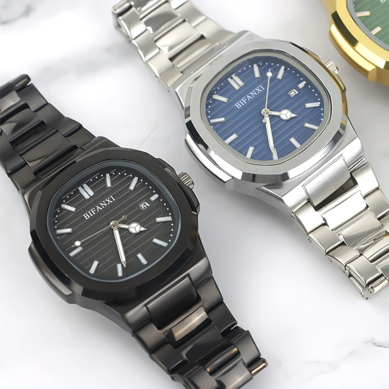 Men's Watches Steel Strap Quartz Watch Waterproof Butterfly Buckle Alloy Watch Watch